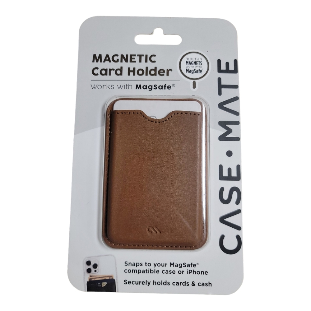 Case Mate Magnetic Card Holder Works With MagSafe Wallet (Cognac Brown)